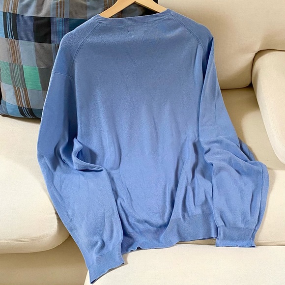 POLO RALPH LAUREN PIMA V-NECK SWEATER LIGHT BLUE SIZE X-LARGE - Picture 4 of 15